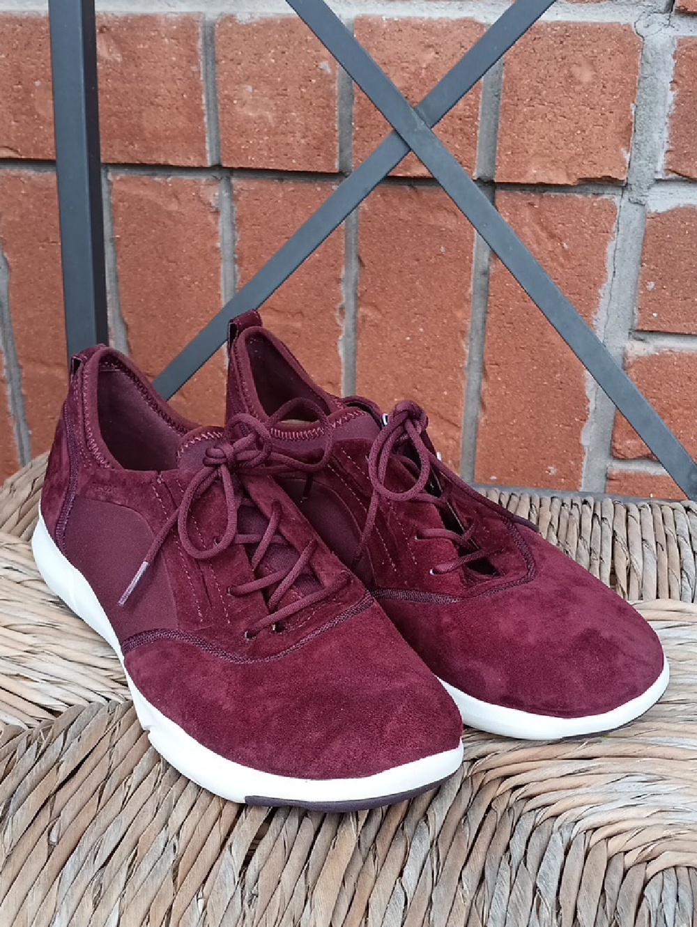 # Geox Respira 2Fit Burgundy Suede Lace-Up Sneakers